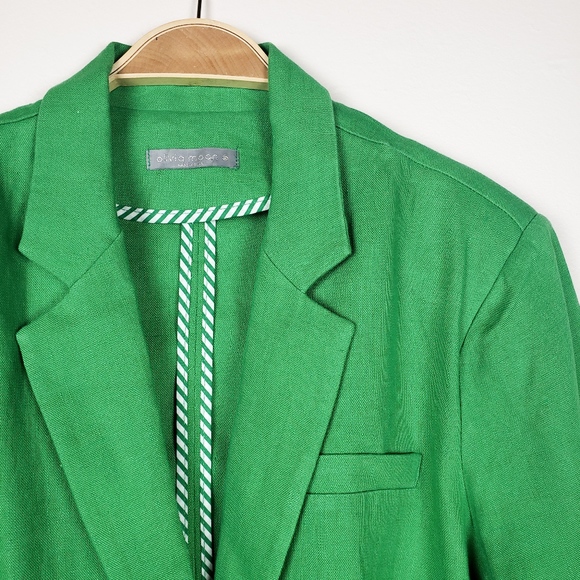 Olivia Moon • 100% Linen Bright Green Blazer - Picture 3 of 8